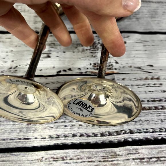 Set of 2 Landes Quality Silver Plated Goblets Vintage Wedding Dinner Christmas - Picture 6 of 8